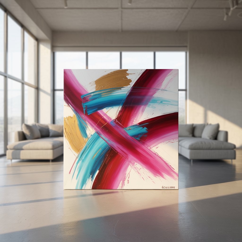 tableau abstrait coloré chez Montableaudeco