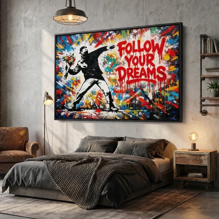 Tableau Graffiti Suivez Vos Rêves - Tableau Street Art