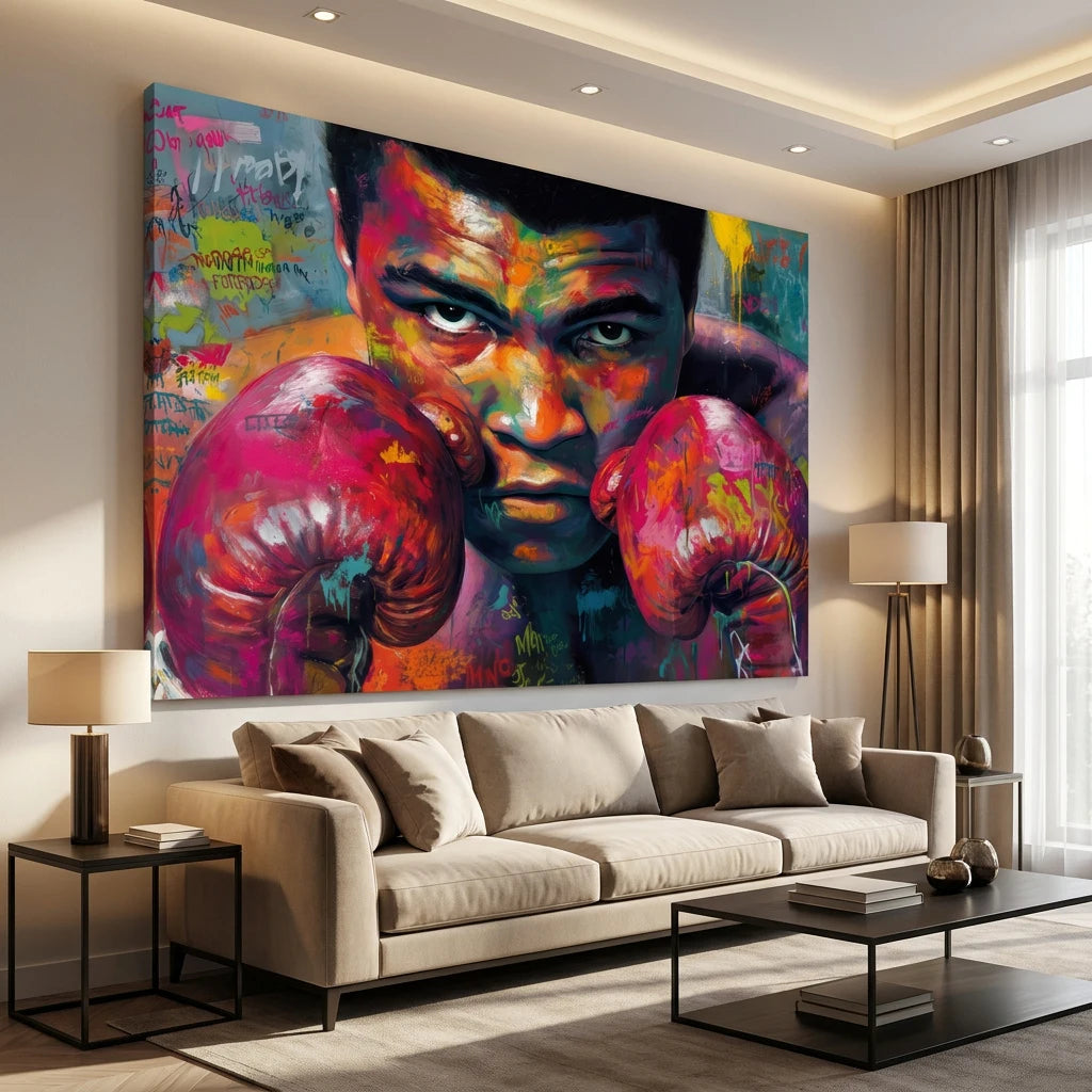 Tableau Muhammad Ali Street Art - 40x60cm / Toile tendue sur châssis - Tableau Street Art