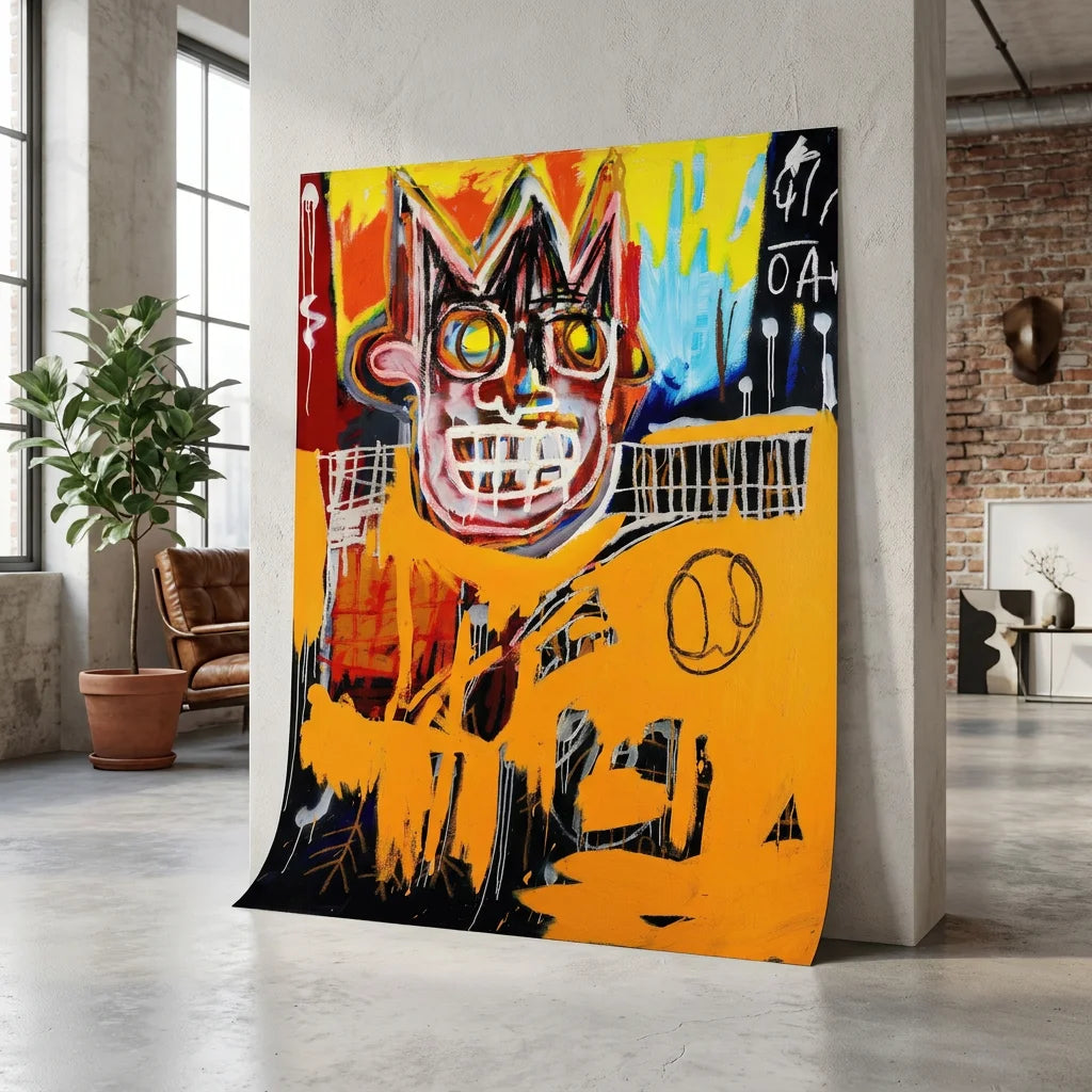 Affiche Basquiat Orange Sports Figure inspiration art urbain