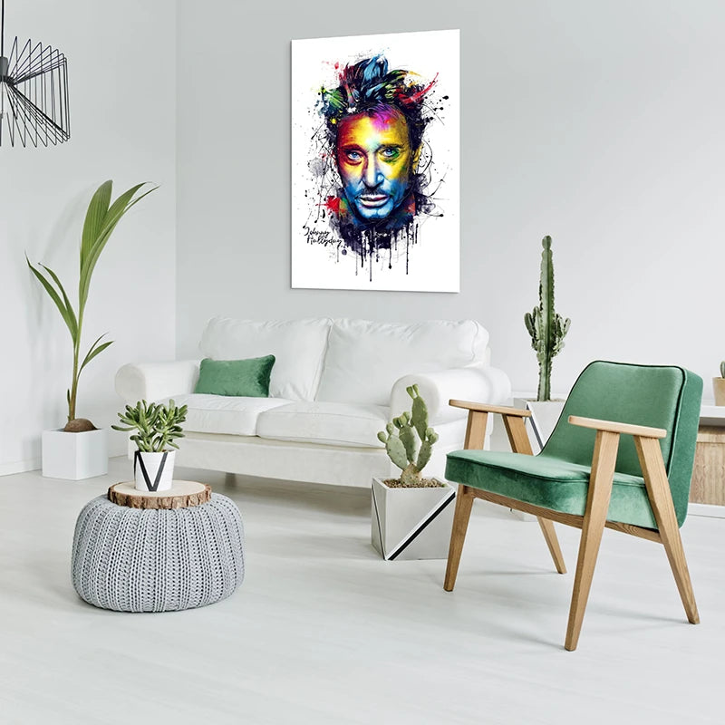 Affiche Johnny Hallyday pop aquarelle pour décoration murale