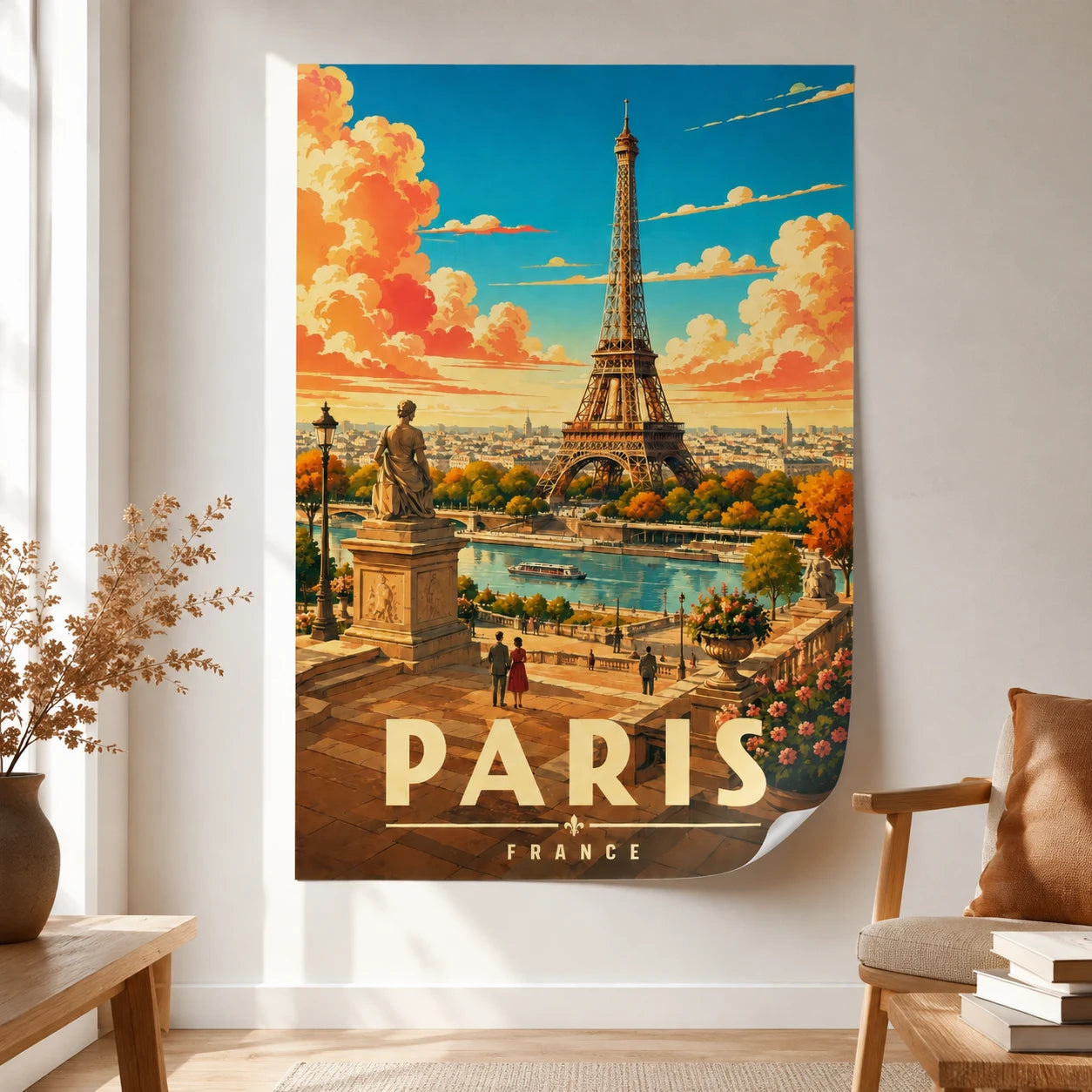 Affiche Paris Eiffel sans cadre – poster vintage coloré de la Tour Eiffel