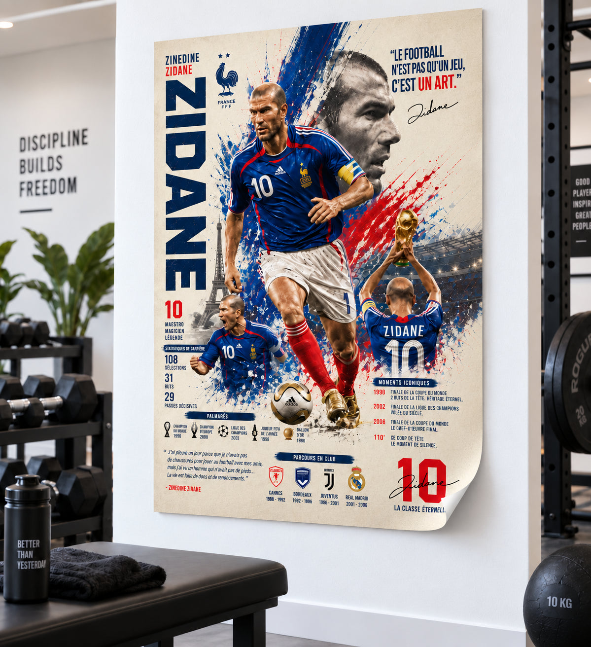 Affiche Zinedine Zidane Légende 98 sans cadre avec courbure du poster