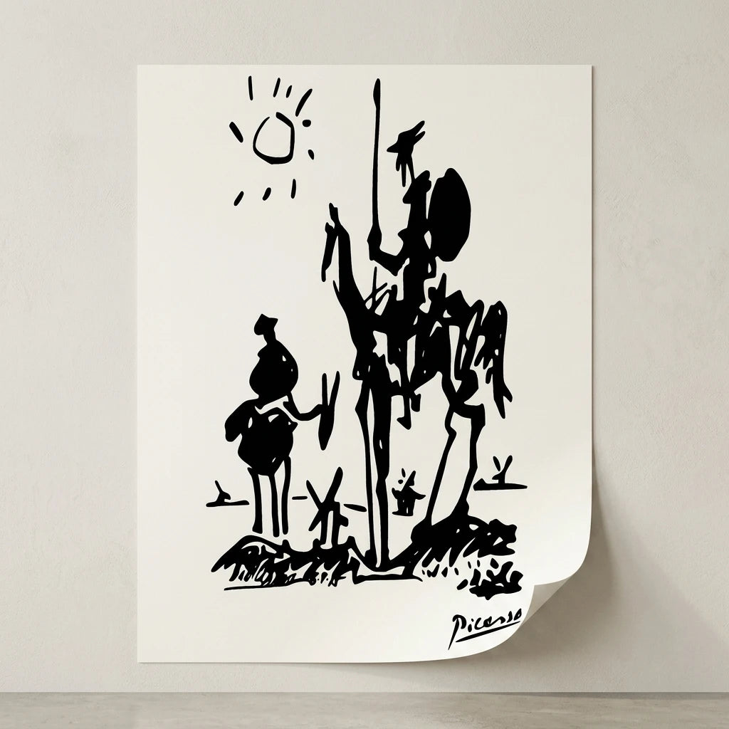 Affiche sans cadre Picasso Don Quichotte noir et blanc