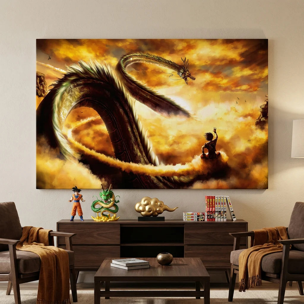 Décoration murale Dragon Ball avec Sheeron et ciel lumineux