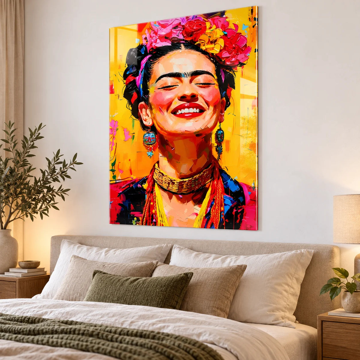 Décoration murale Frida Kahlo aux couleurs vives pour salon ou chambre