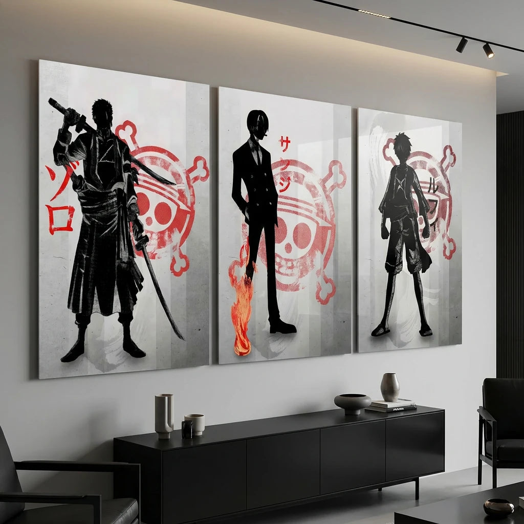 Décoration murale One Piece Luffy Zoro Sanjî pour chambre geek