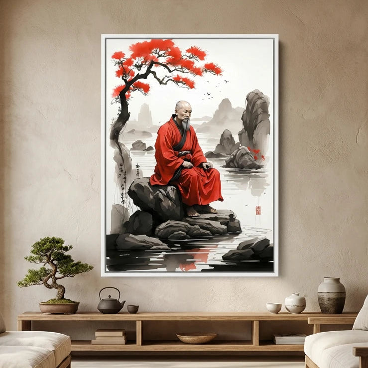 Décoration murale zen art japonais moine sage