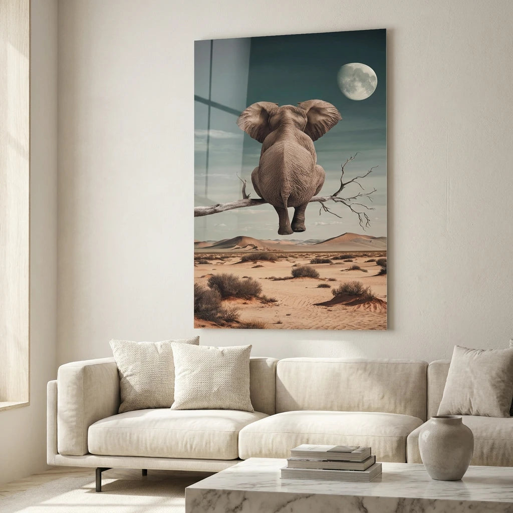 Tableau Éléphant Rêve Lunaire - Tableau Animaux
