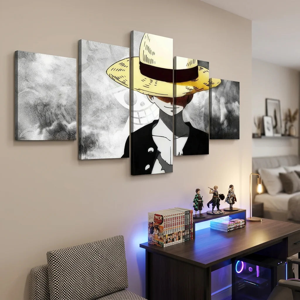 Tableau One Piece LUFFY 5 Panneaux - Toile Imprimée