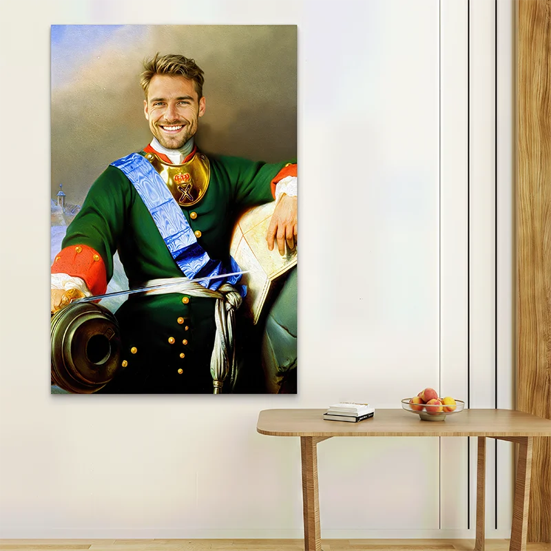 Portrait personnalisé costume napoléonien homme souriant