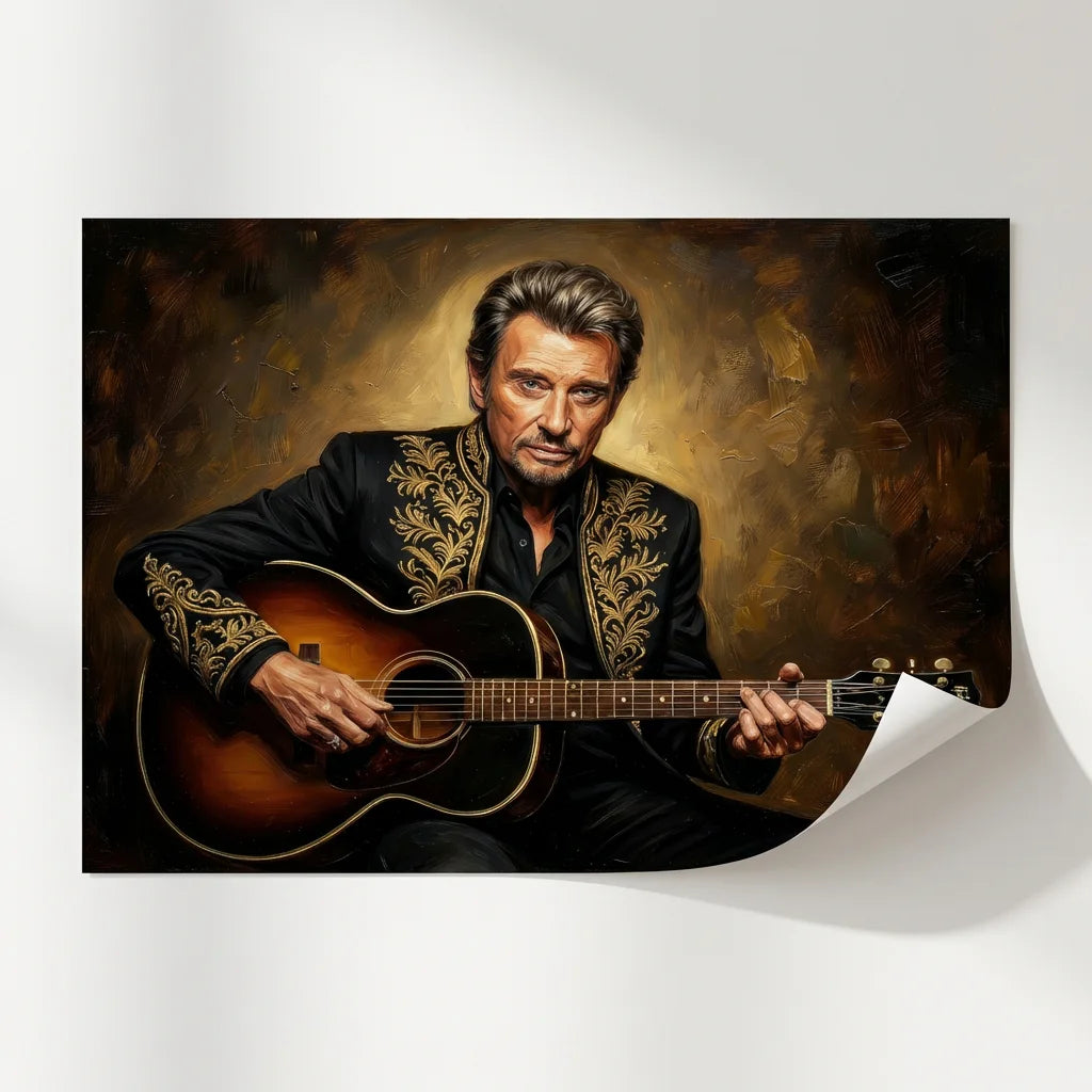 poster johnny hallyday guitare art mural