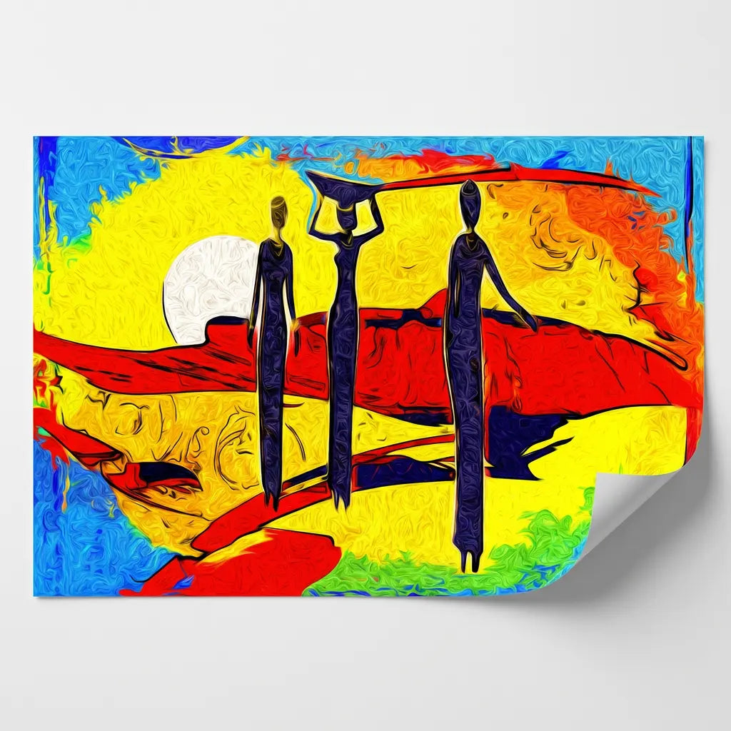 Poster africain scene de vie au soleil