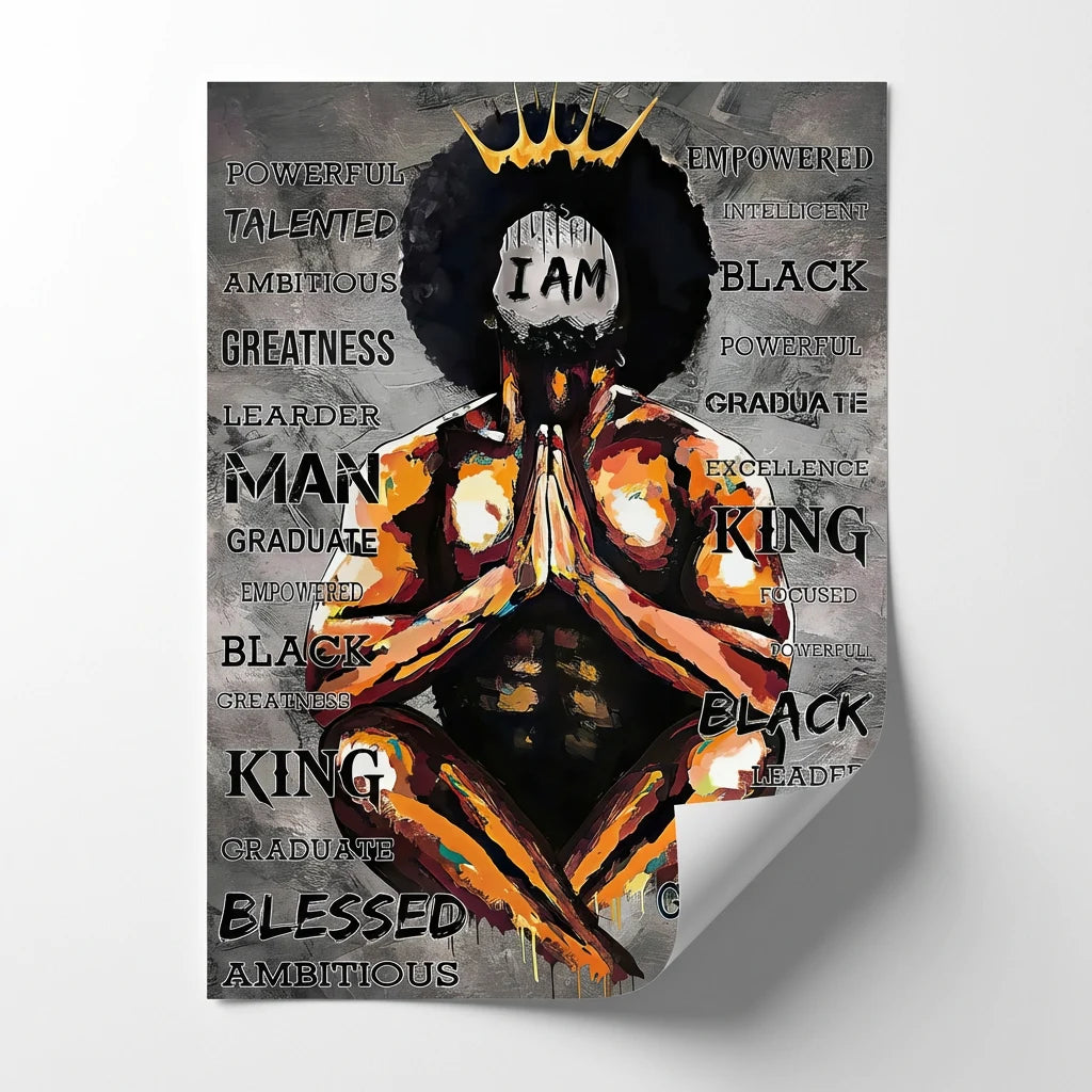 Poster motivation murale noir et or design