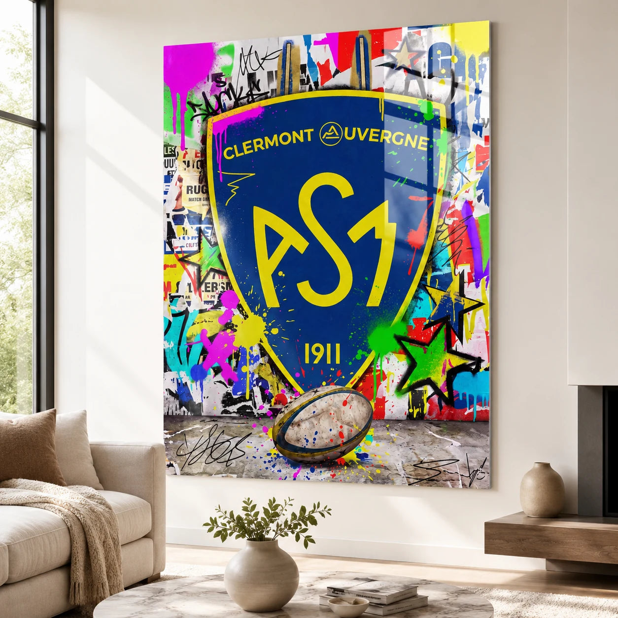 Tableau ASM Street Art bleu jaune multicolore