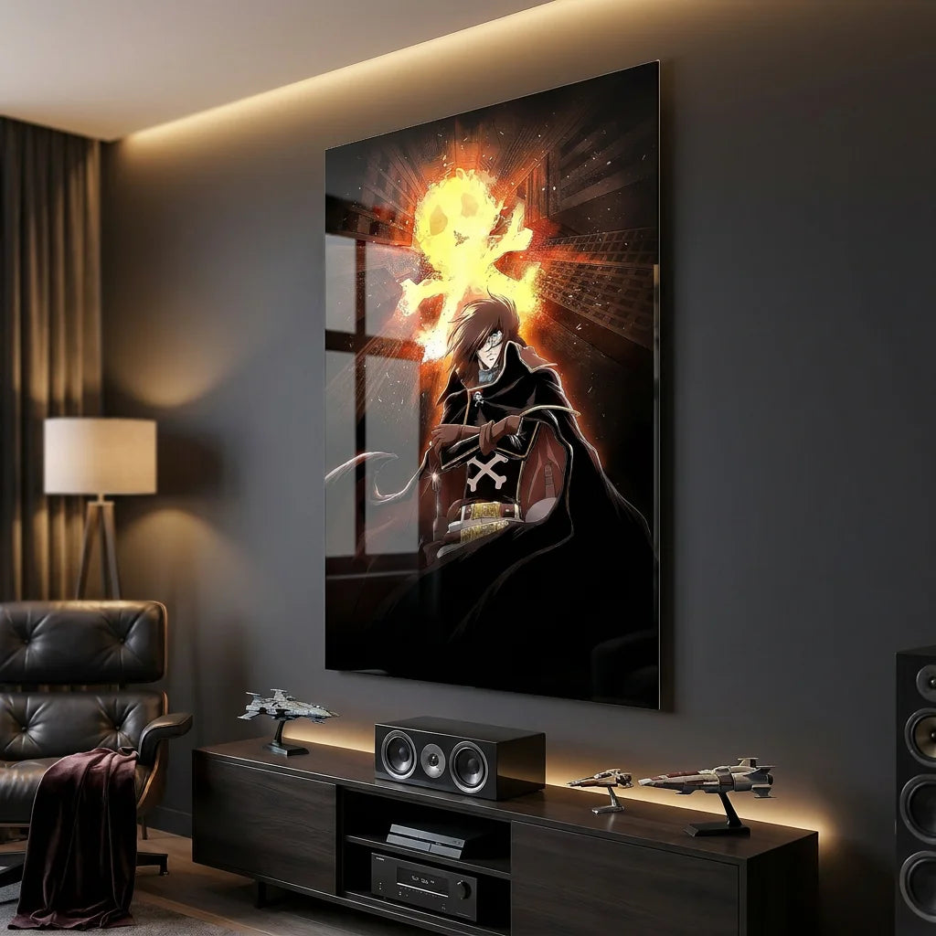 Tableau Albator avec cape noire et fond explosif