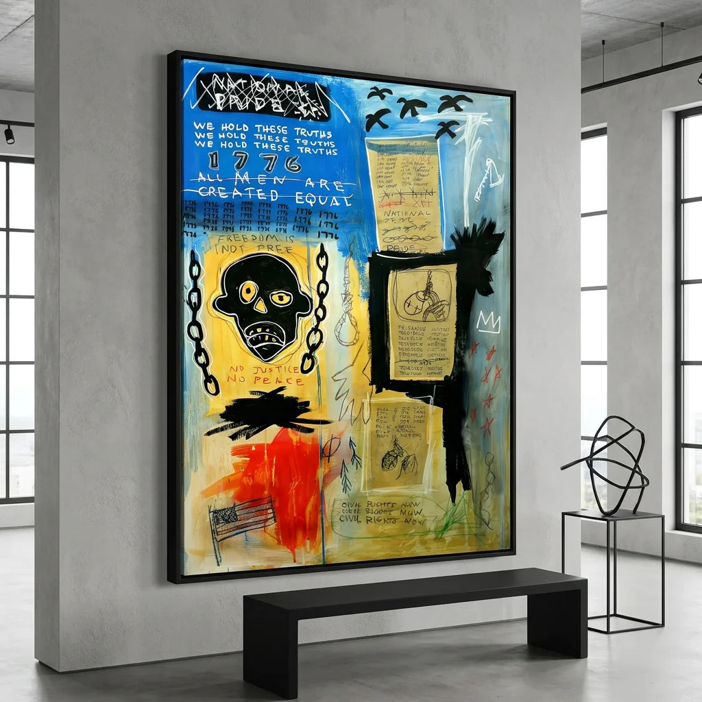 Tableau Basquiat 1-3 1984 style art brut engagé