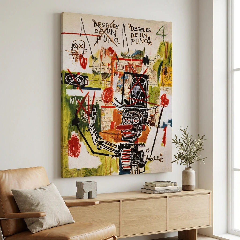 Tableau Basquiat After Puno style art brut contemporain