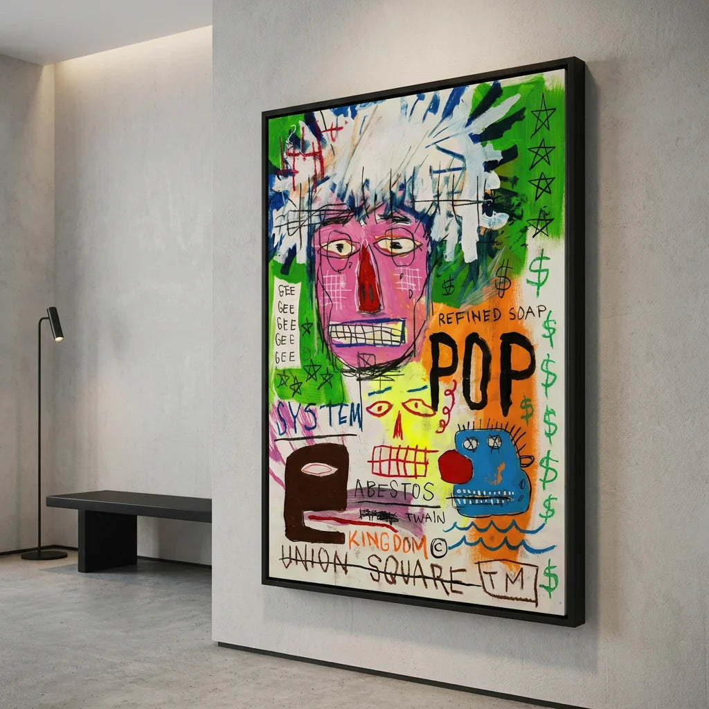 Tableau Basquiat Masterpiece 60-88 style art brut coloré