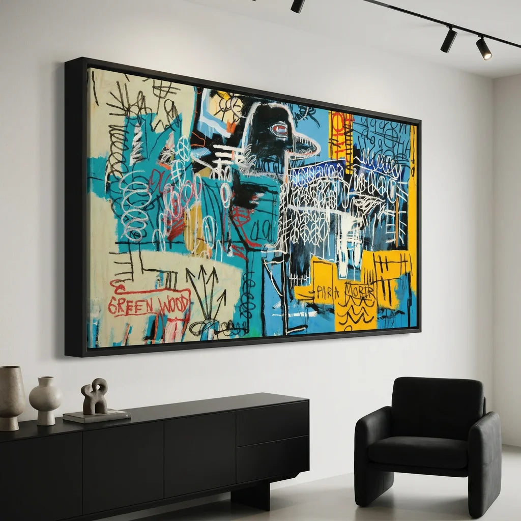 Tableau Basquiat Oiseau D’argent style art brut contemporain