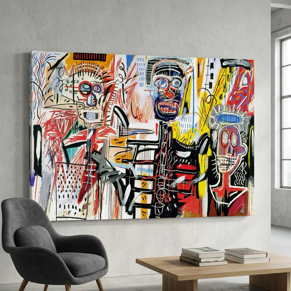 Décoration murale Basquiat Philistines 1982 pour salon arty