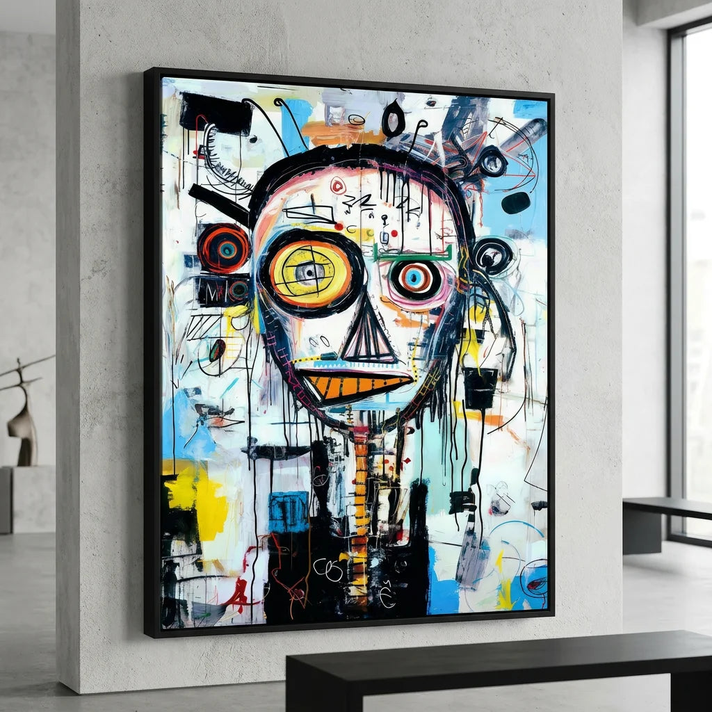 Tableau Basquiat visage abstrait pour décoration moderne