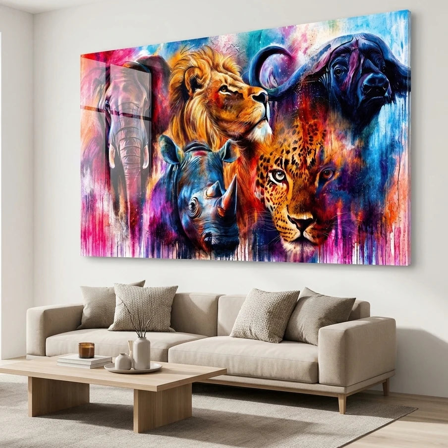 Tableau Big Five Afrique en toile tendue