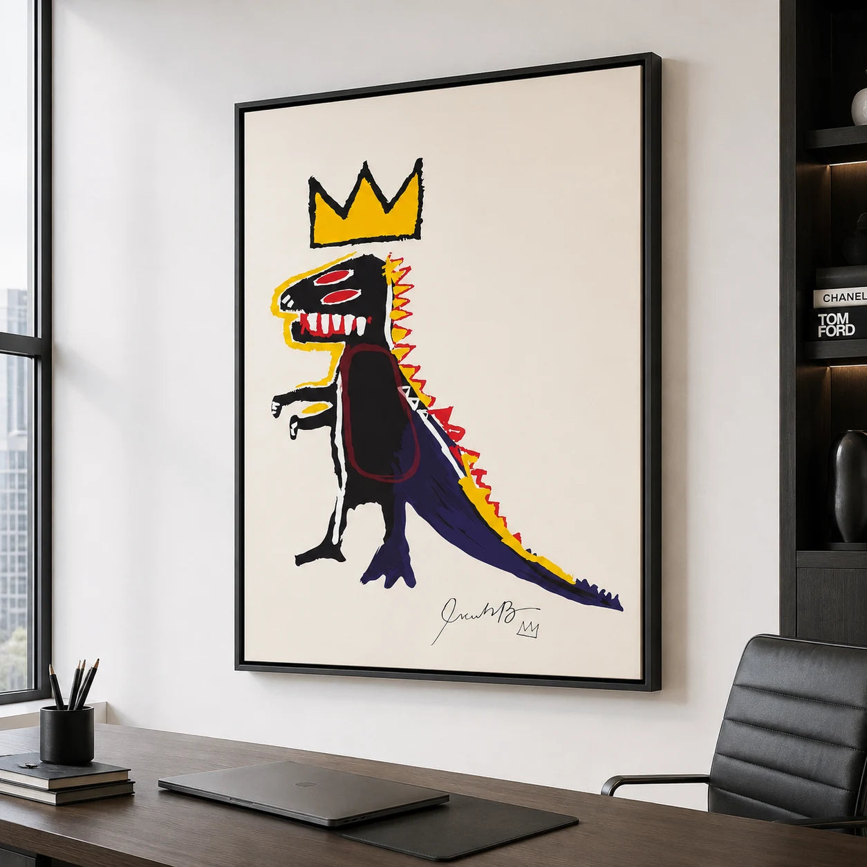 Tableau Dinosaur Crown style Basquiat décoration murale