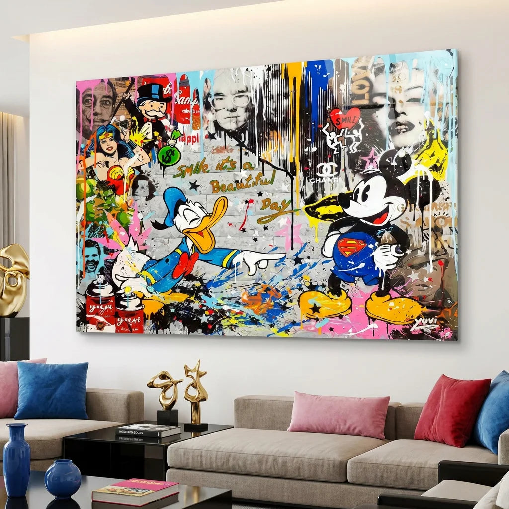 Tableau Donald Graf style street art coloré