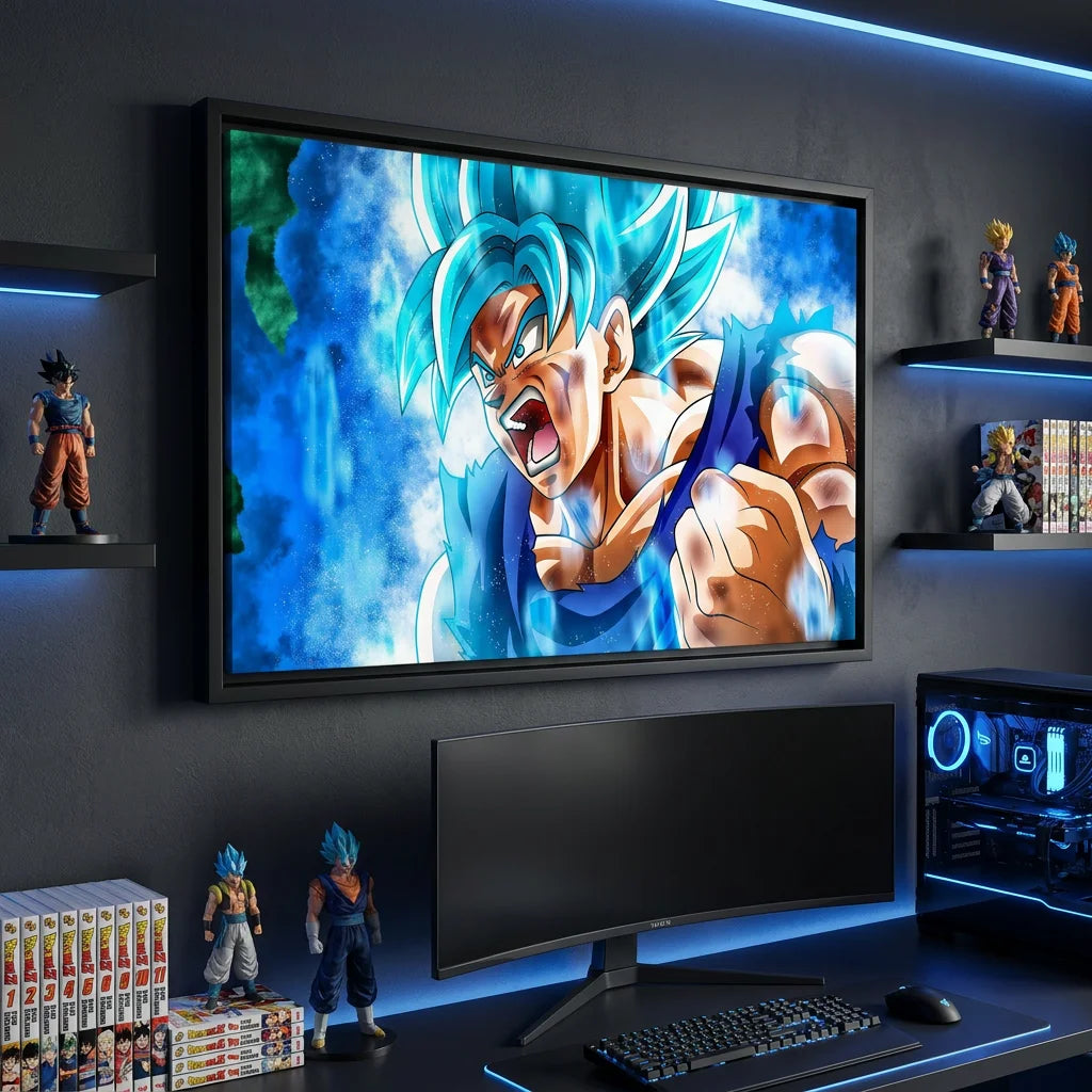 Tableau Dragon Ball Fureur de Goku style anime japonais