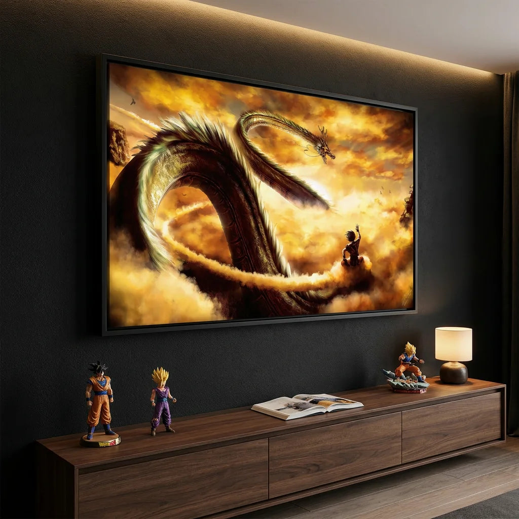 Tableau Dragon Ball Sheeron horizontal aux tons dorés
