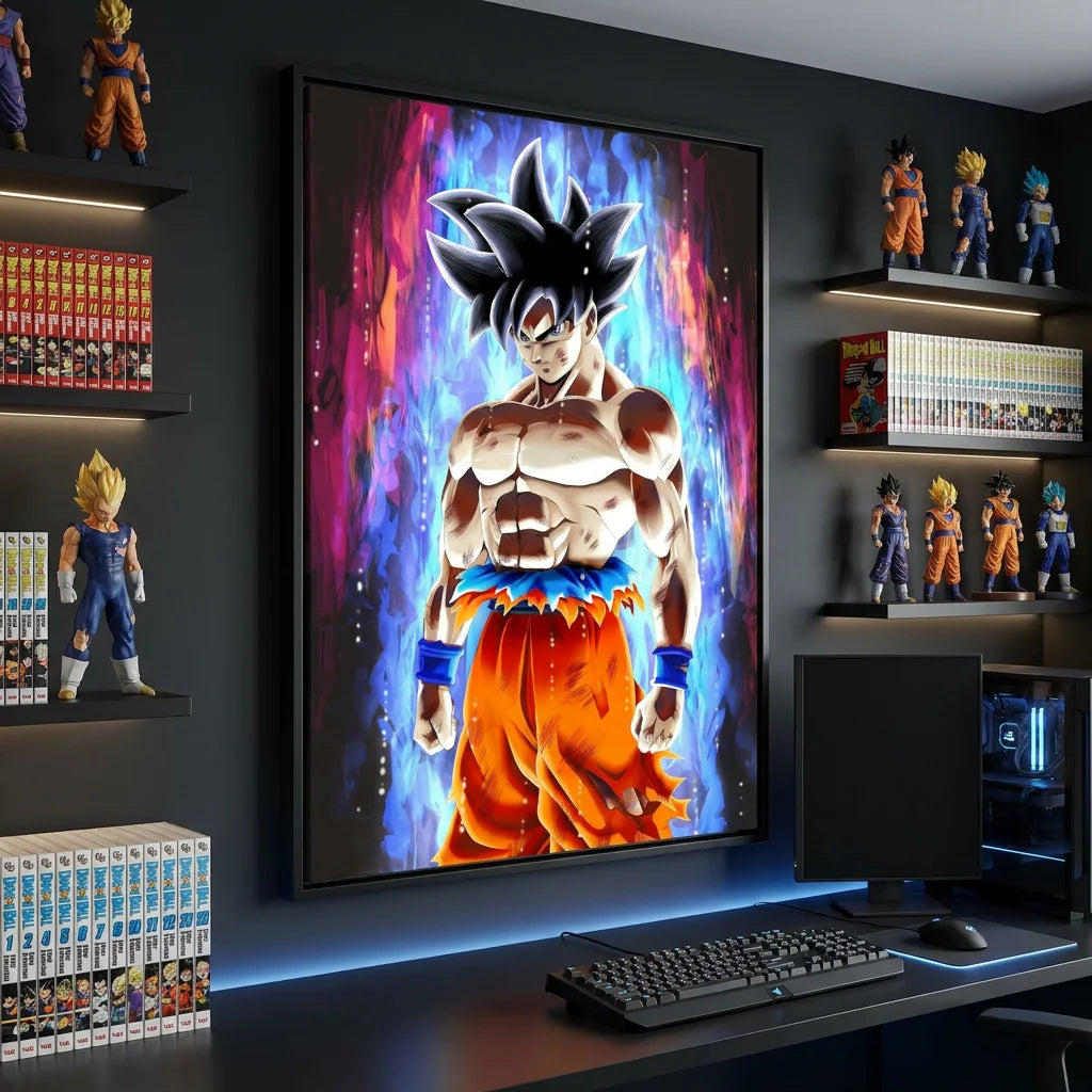 Tableau Goku Painting style manga avec énergie bleue