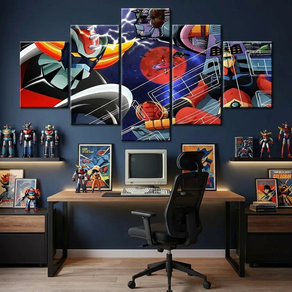 Tableau Goldorak en 5 panneaux pour chambre geek