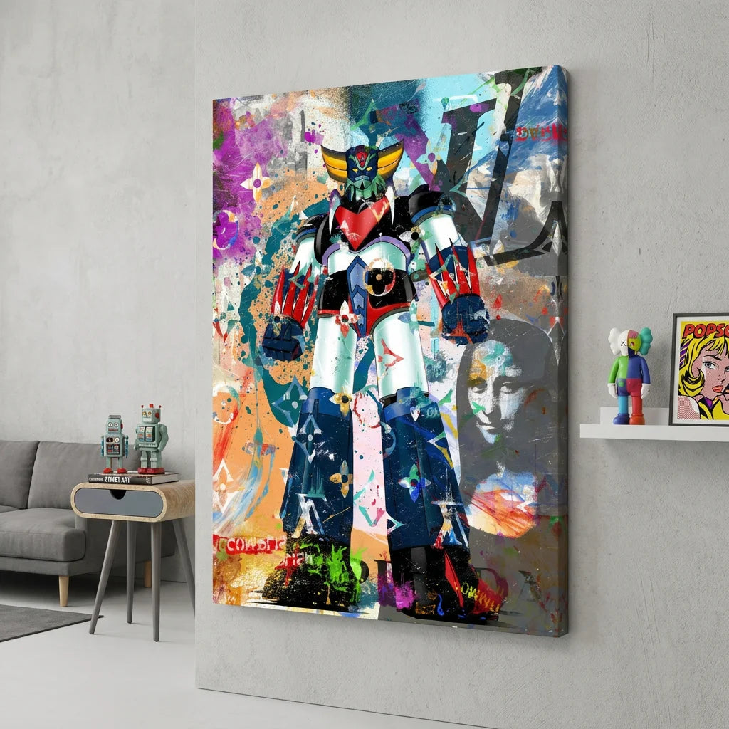 Tableau Goldorak et Fashion coloré pour déco urbaine moderne