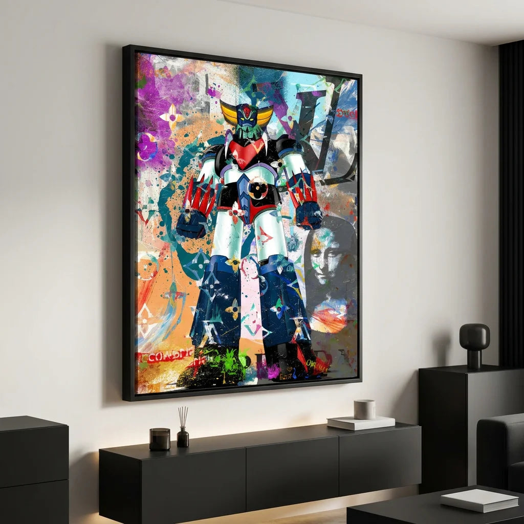 Tableau Goldorak street art avec ambiance mode et pop culture