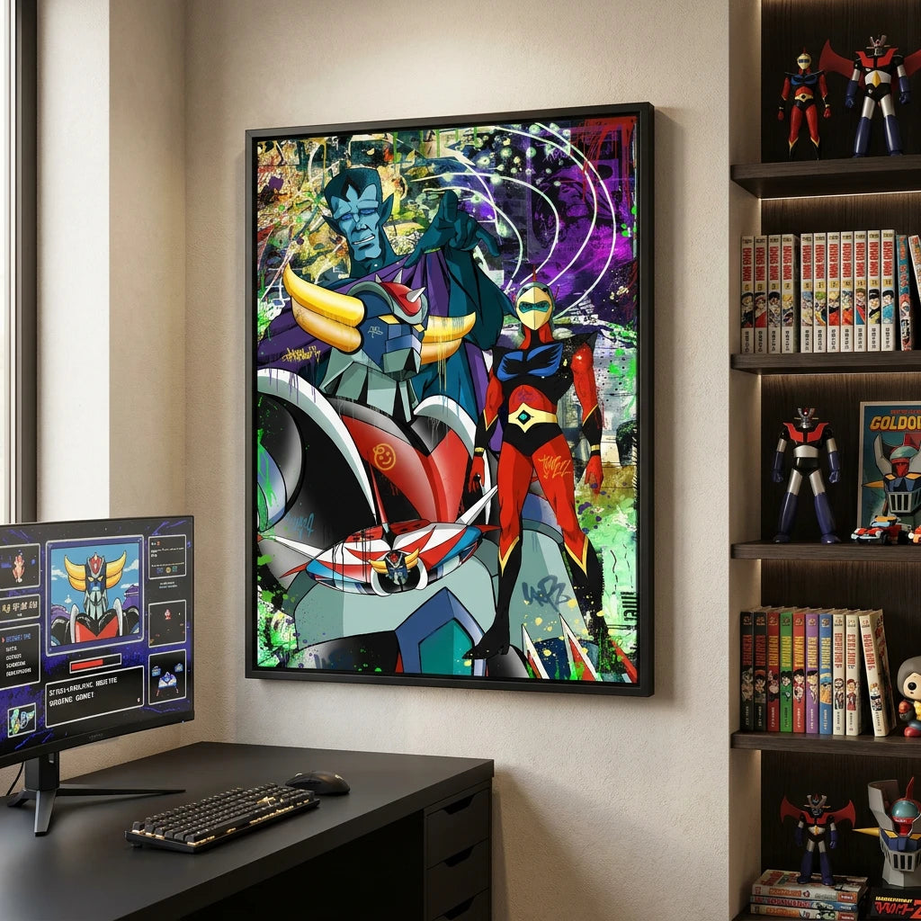 Tableau Goldorak vertical pour bureau ou chambre gaming
