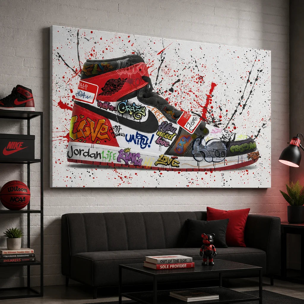 Tableau Jordan Air style graffiti pour déco moderne