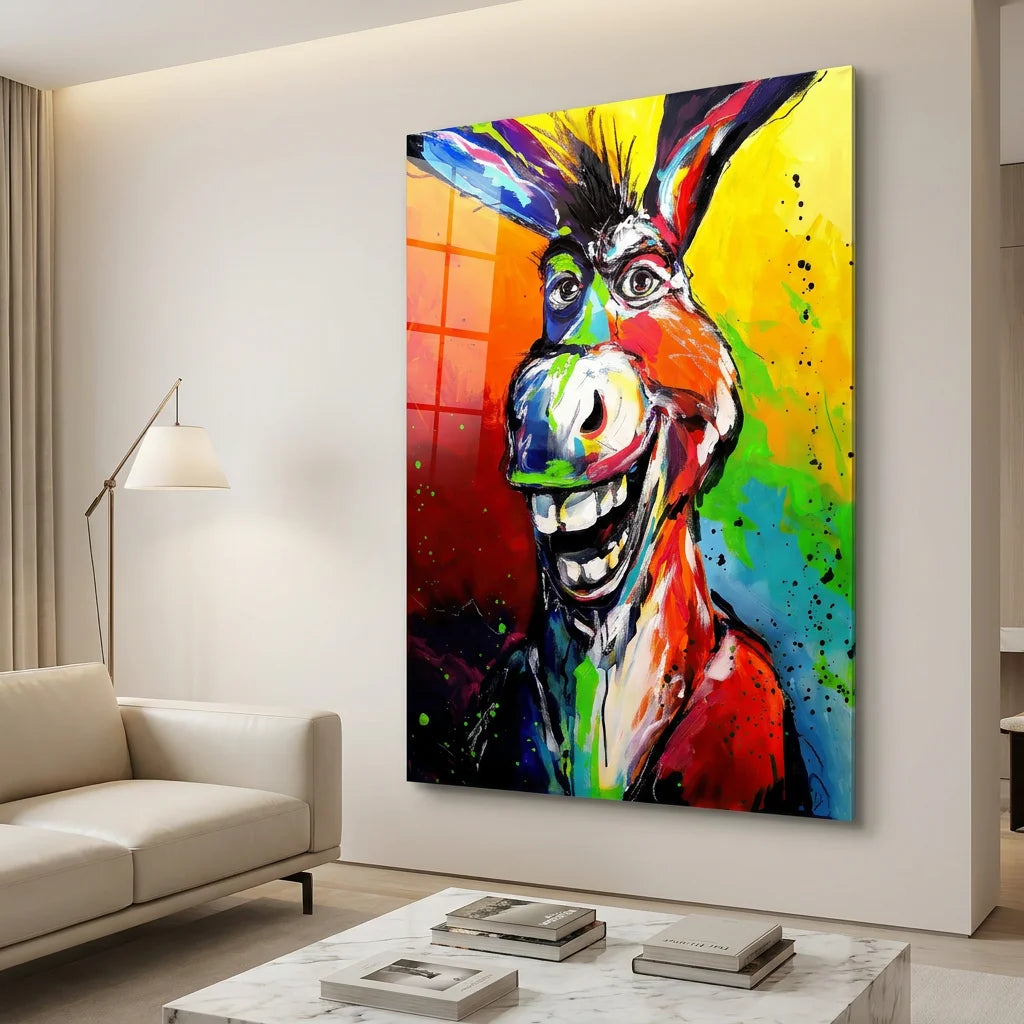 Tableau L’Âne de Shrek avec peinture contemporaine vive