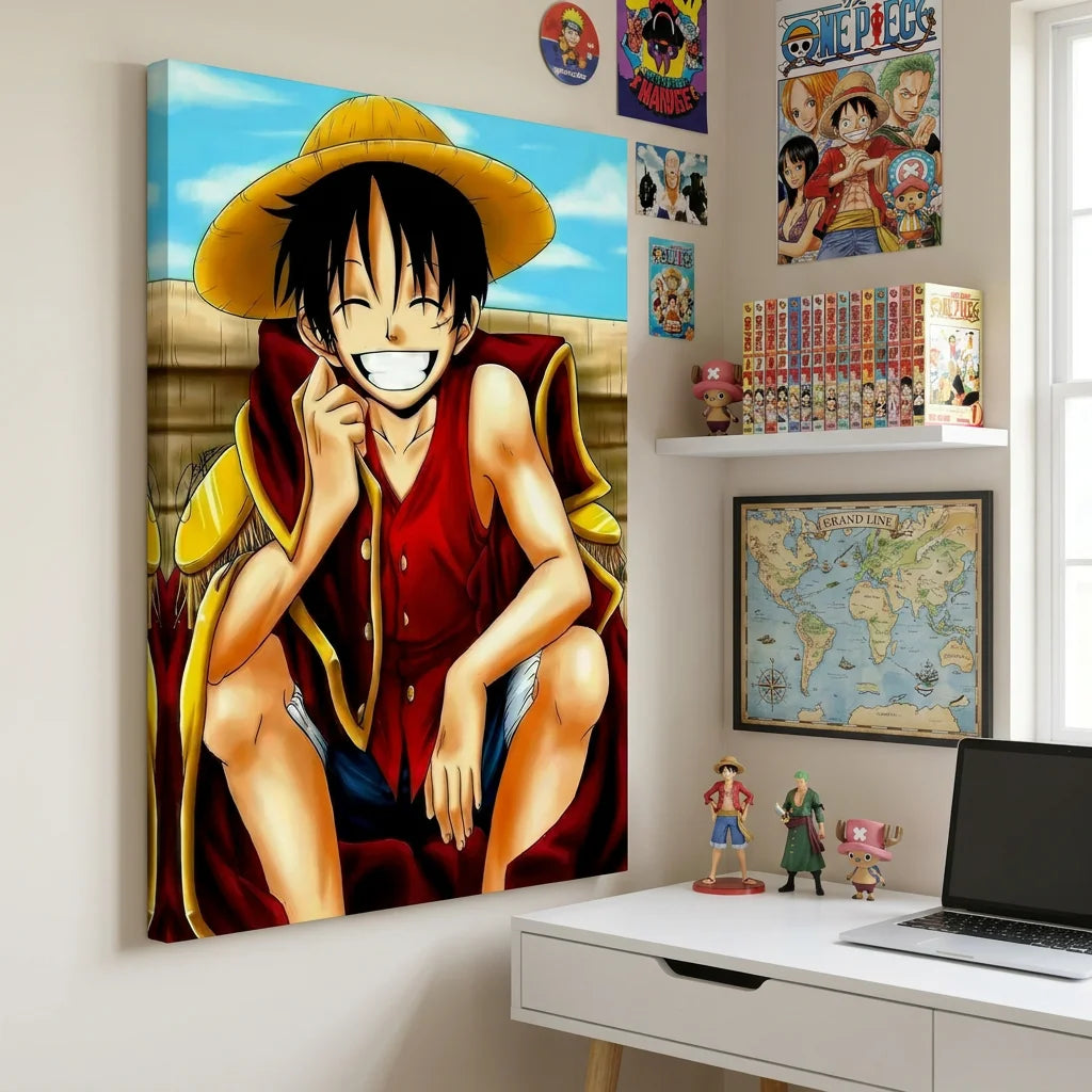 Tableau Luffy souriant style manga One Piece