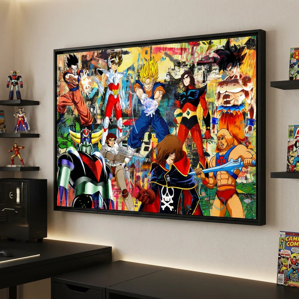 Tableau Mes Super Héros 80 avec personnages cultes rétro