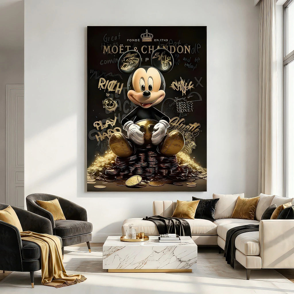 Tableau Mickey millionnaire art mural tendance