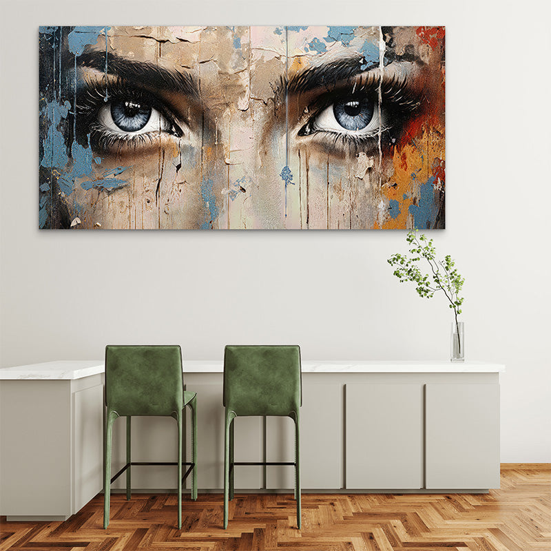 Visuel artistique d’un regard hyper réaliste sur tableau design moderne