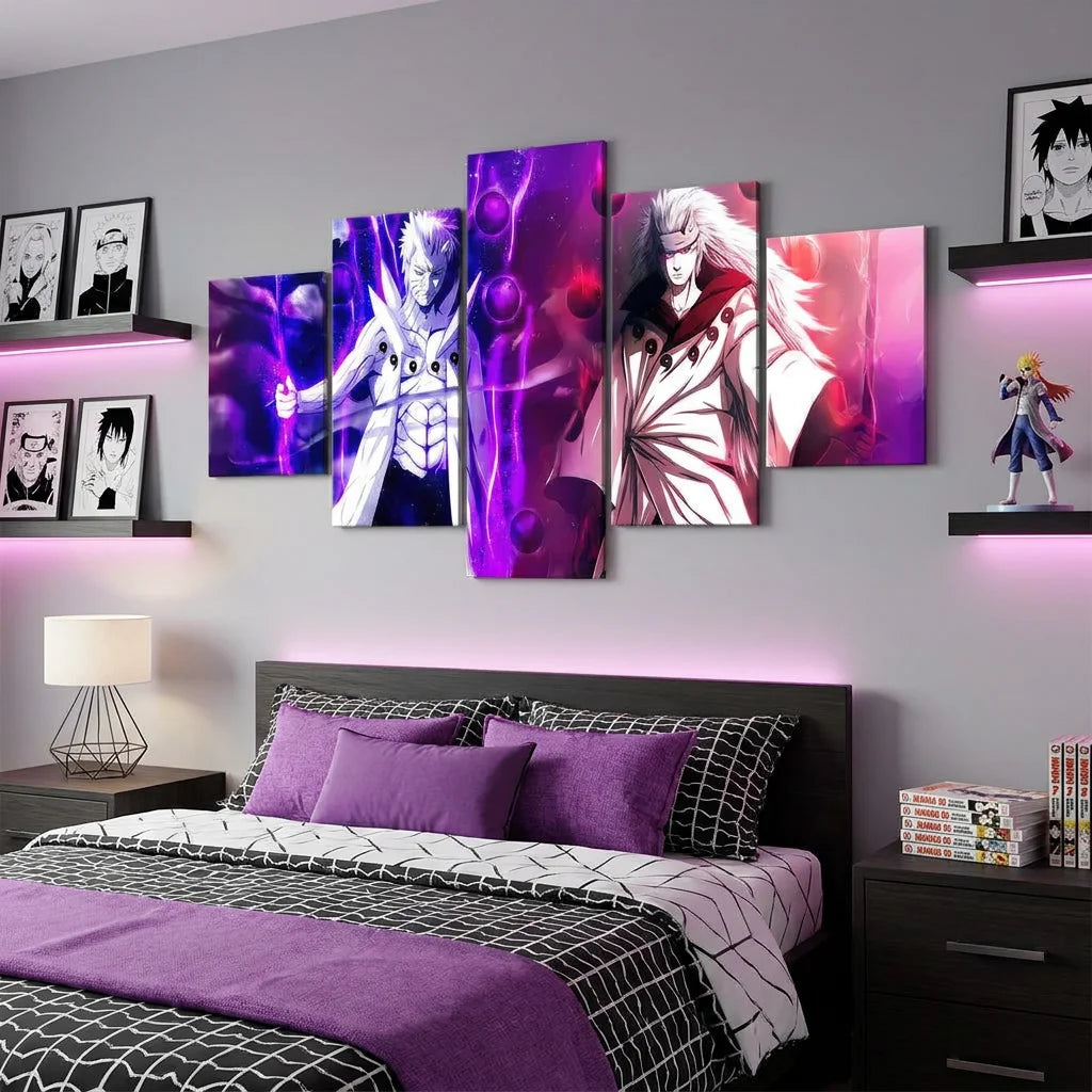 Tableau Naruto 5 Parties Éclat des Ombres déco geek chic