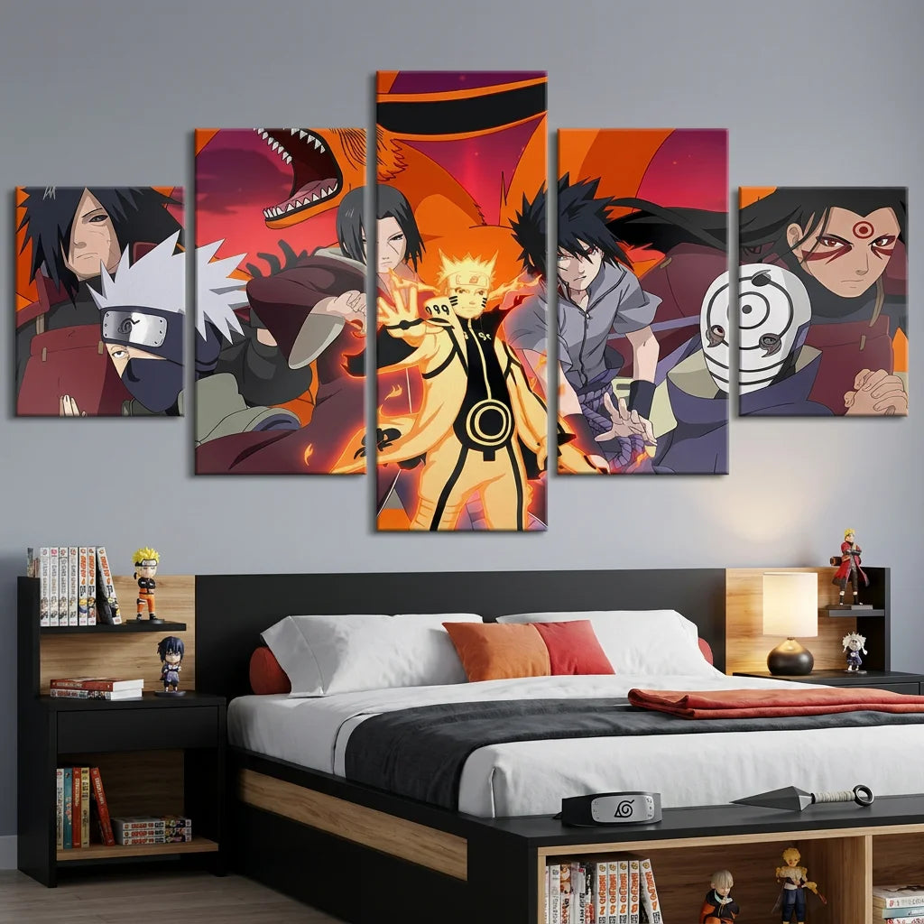 Tableau Naruto 5 parties Héritage du Sensei décor mural manga