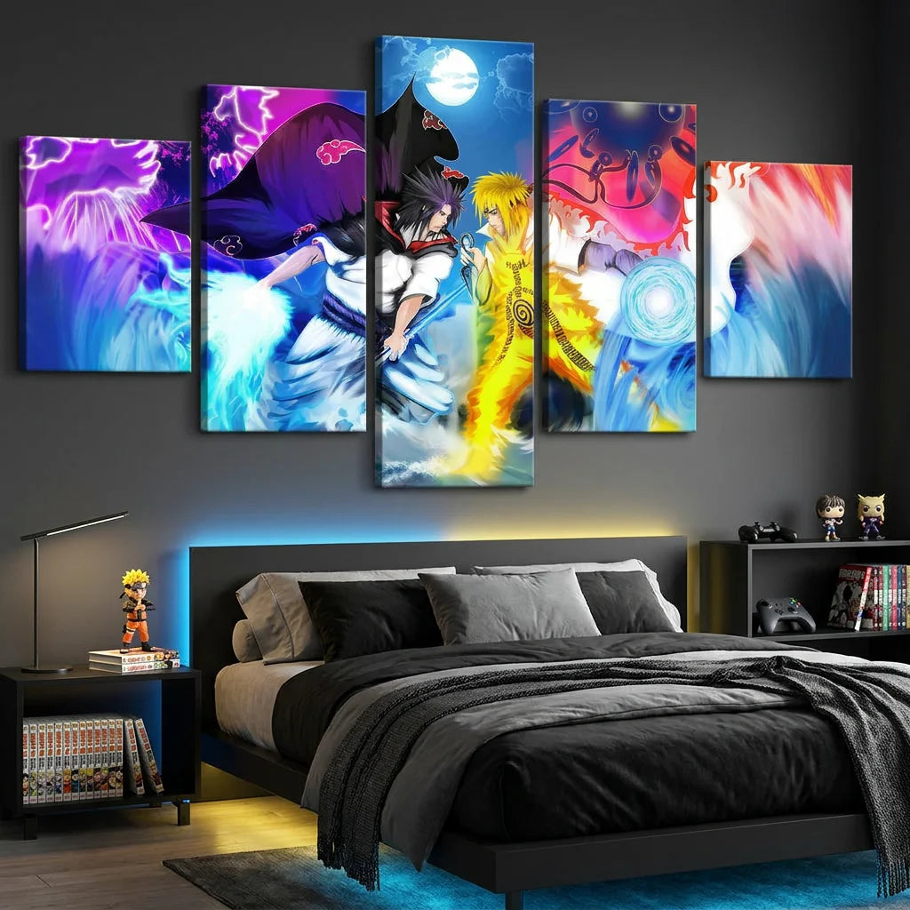 Tableau Naruto 5 parties art mural anime moderne