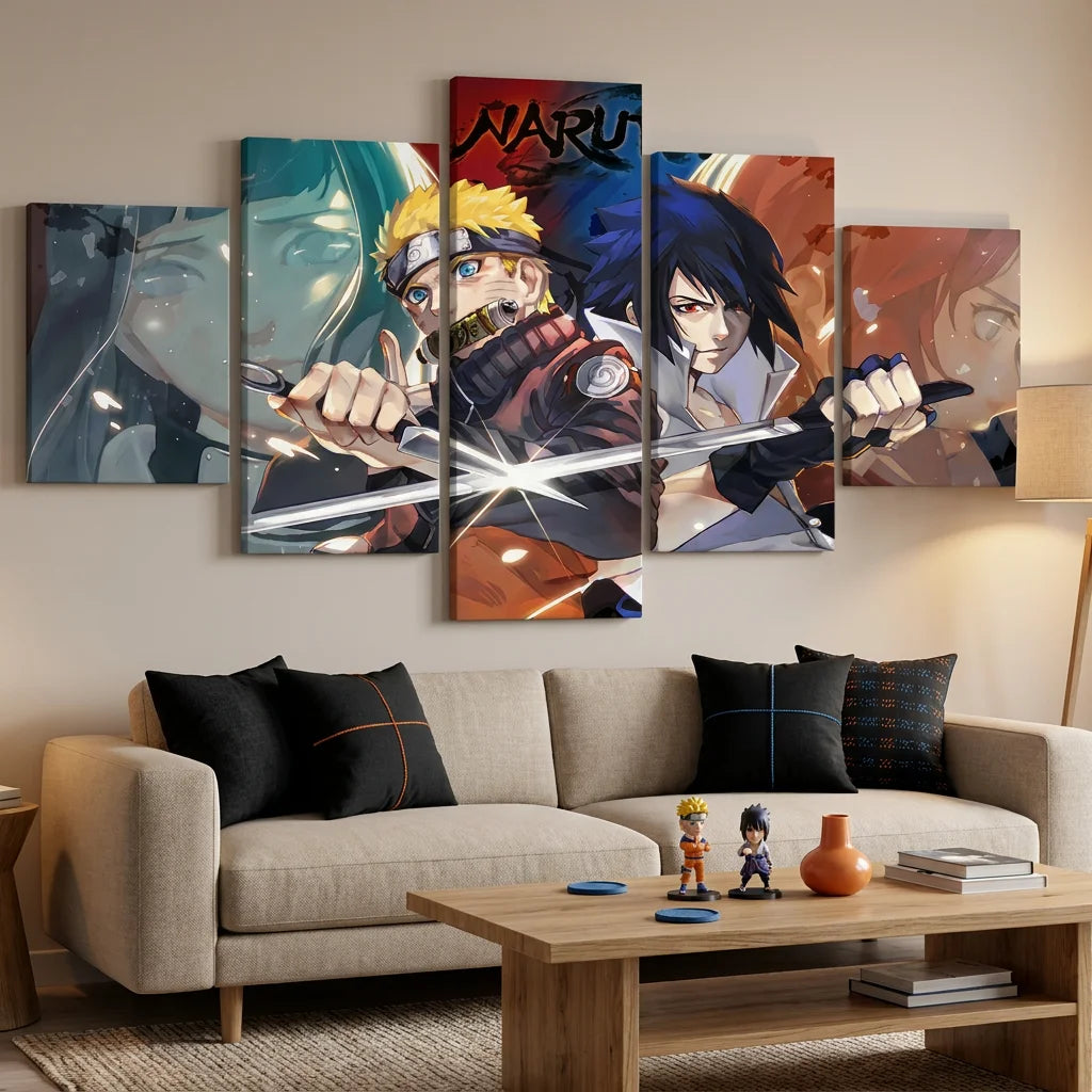 Tableau Naruto 5 parties scène de confrontation