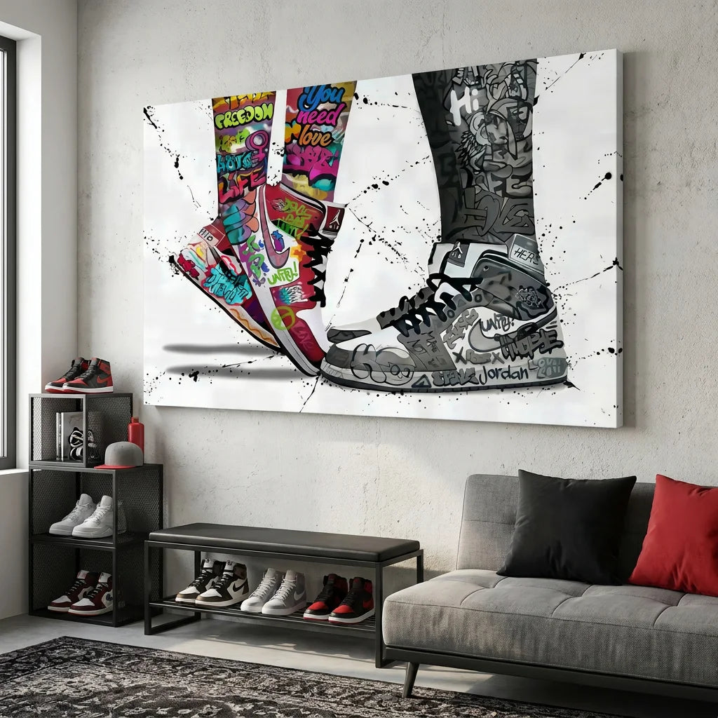 Tableau Nike Air style sneaker graffiti