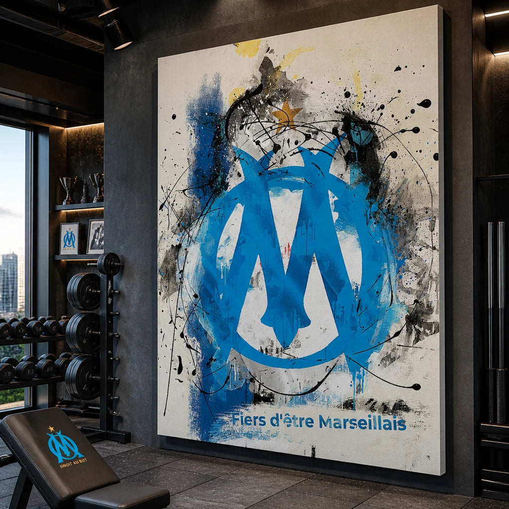 Tableau OM Street Art bleu et blanc