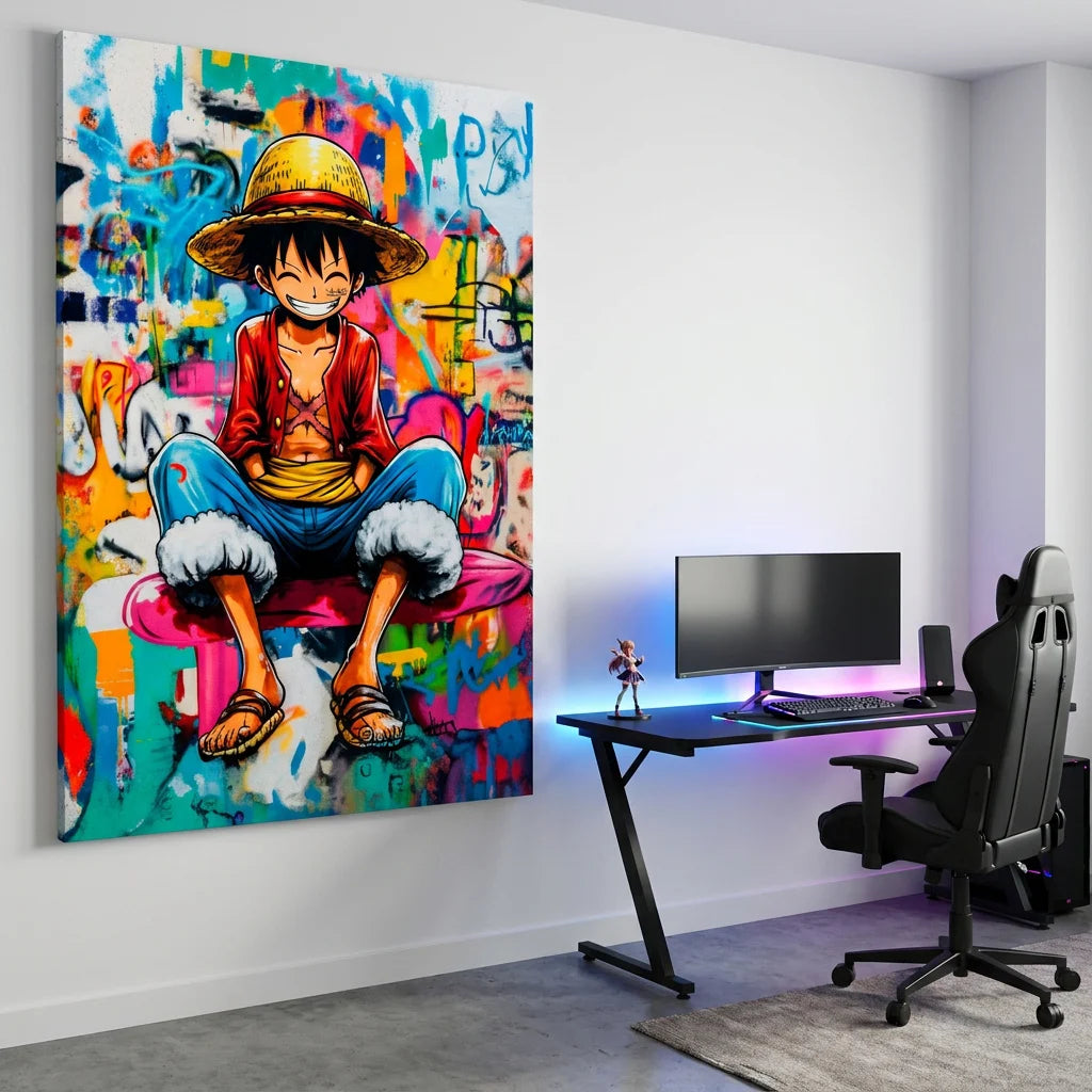 Tableau One Piece pop art pour chambre gaming