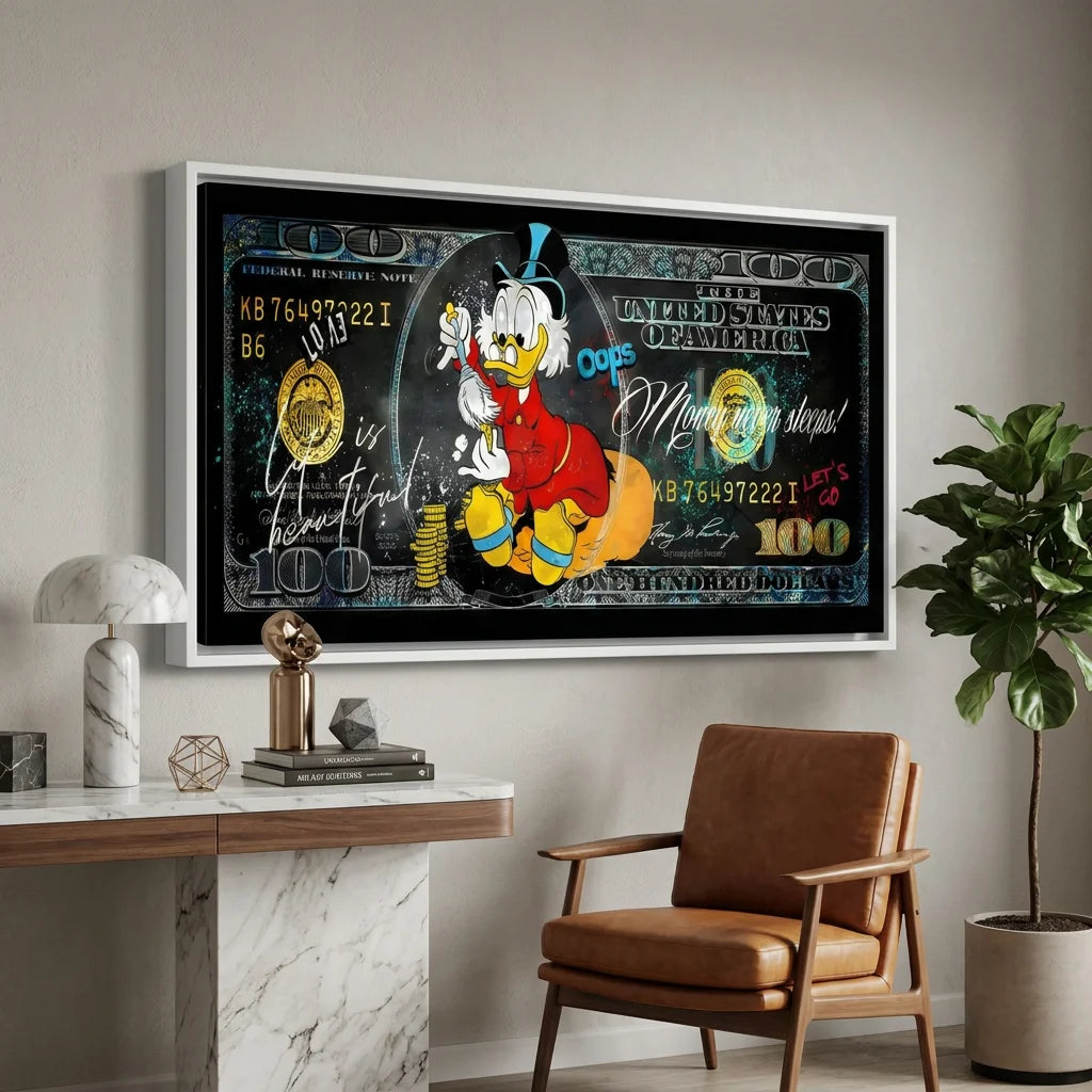 Tableau Picsou Dollars décoration murale urbaine